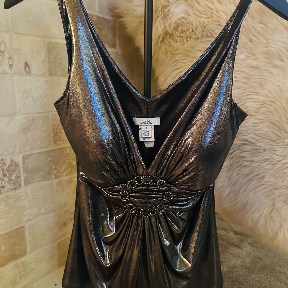 Cache Shimmering Black Camisole Top